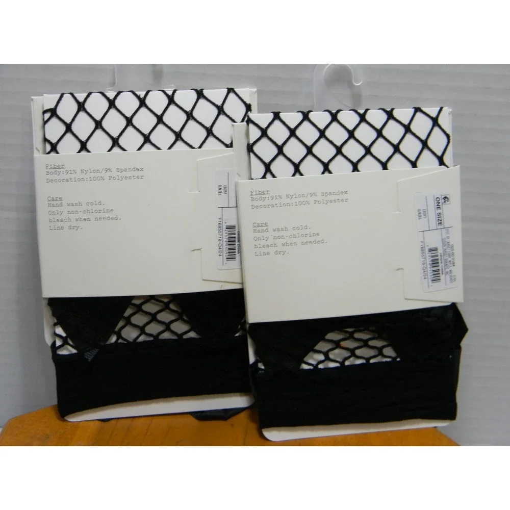 A New Day Women's Fishnet Ankle Socks Black Bow One Size NWT